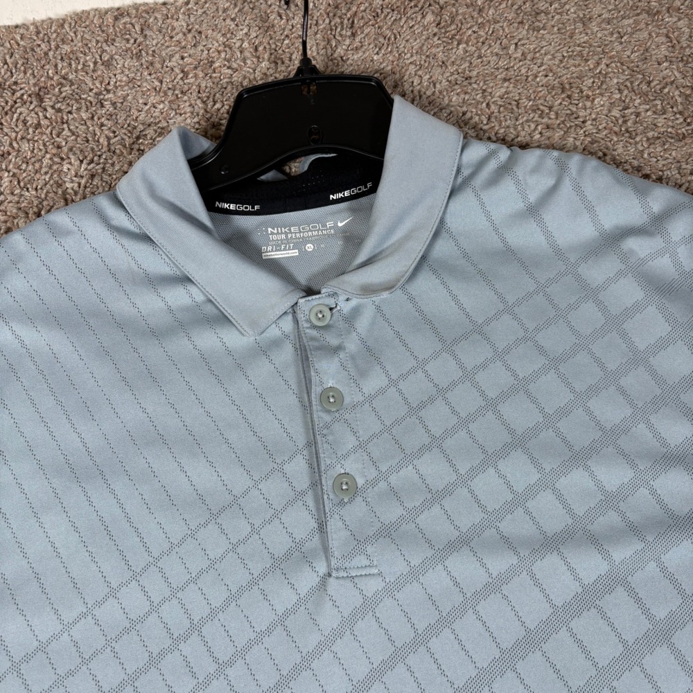 Nike Golf Tour Performance Dri-FIT Polo Shirt Grey Grid 619839-017 Mens XL